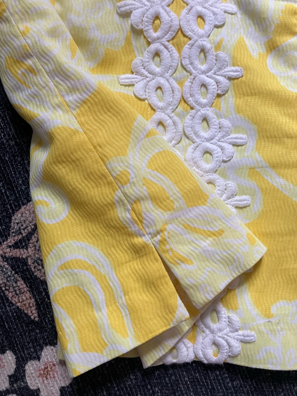Lilly Pulitzer yellow and white floral embellished cotton Magnolia summer top 10 - Picture 12 of 14